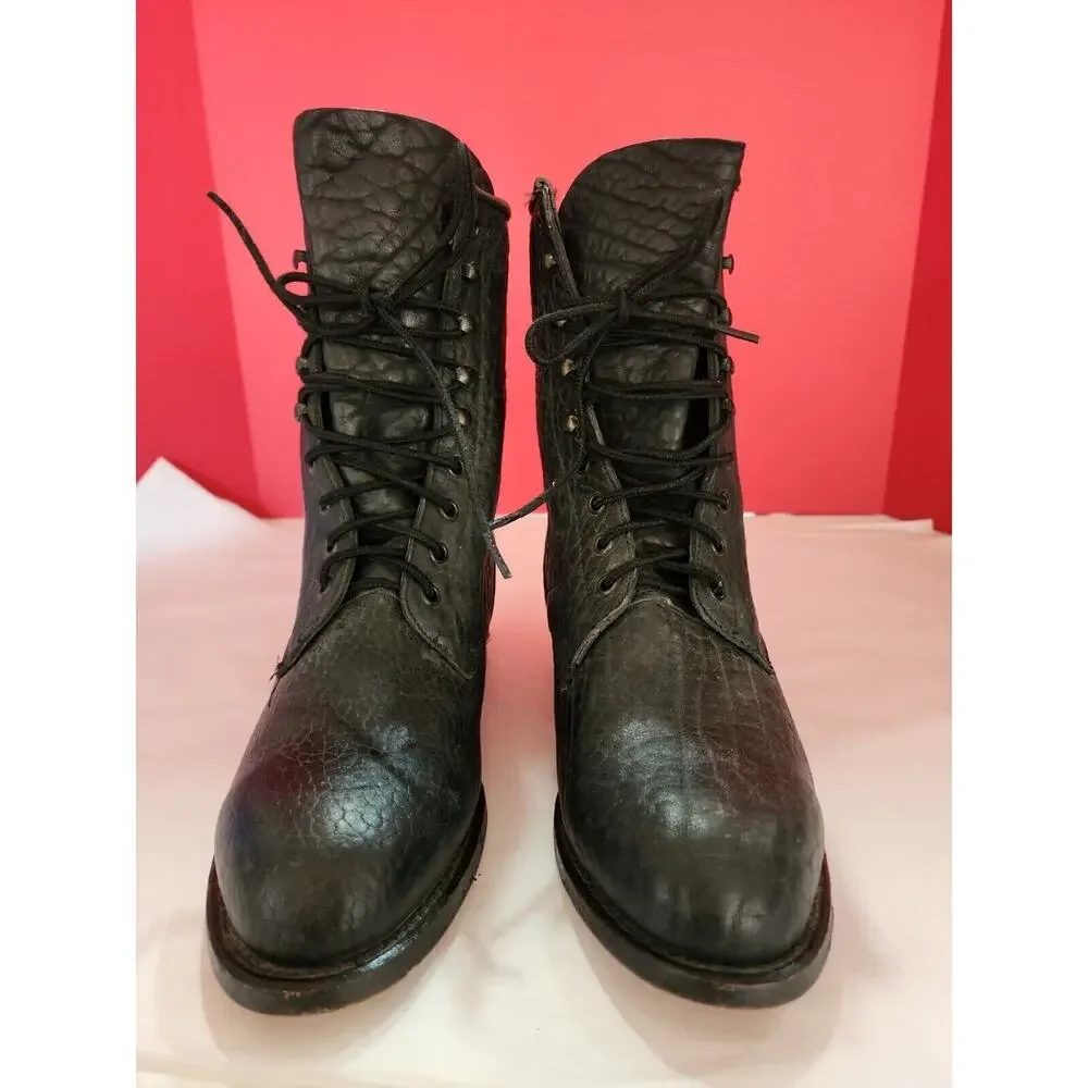 Vtg Durango Men's Size 7.5 Black Leather Lace Up Boots